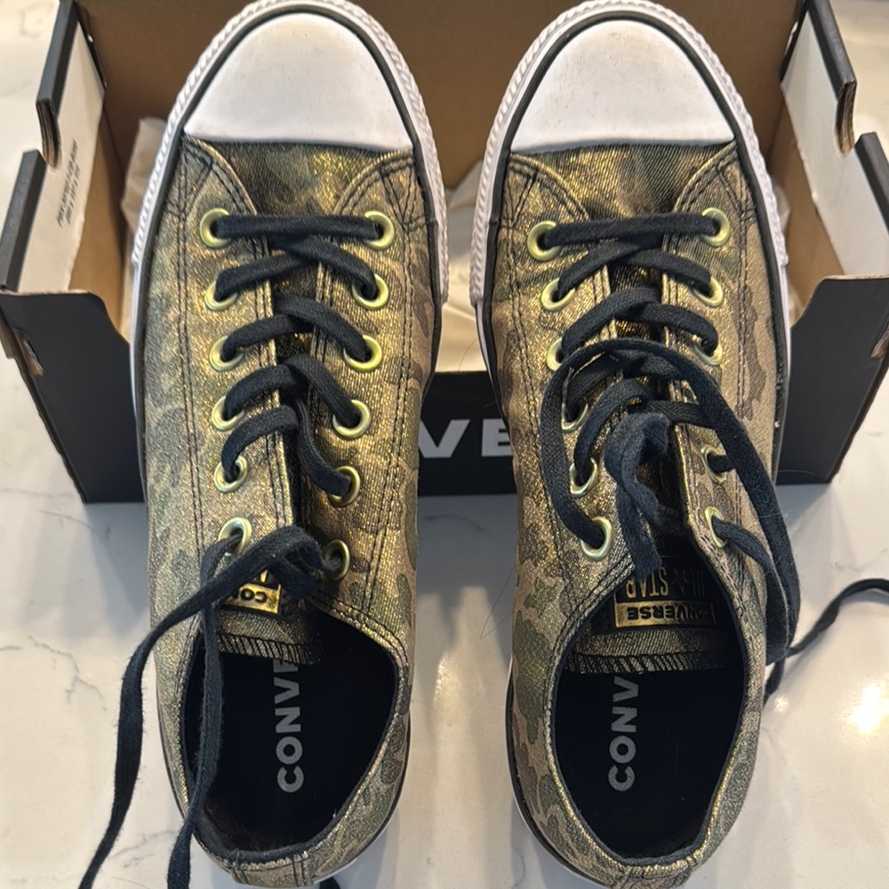 Converse Metallic Gold and Black Sneakers